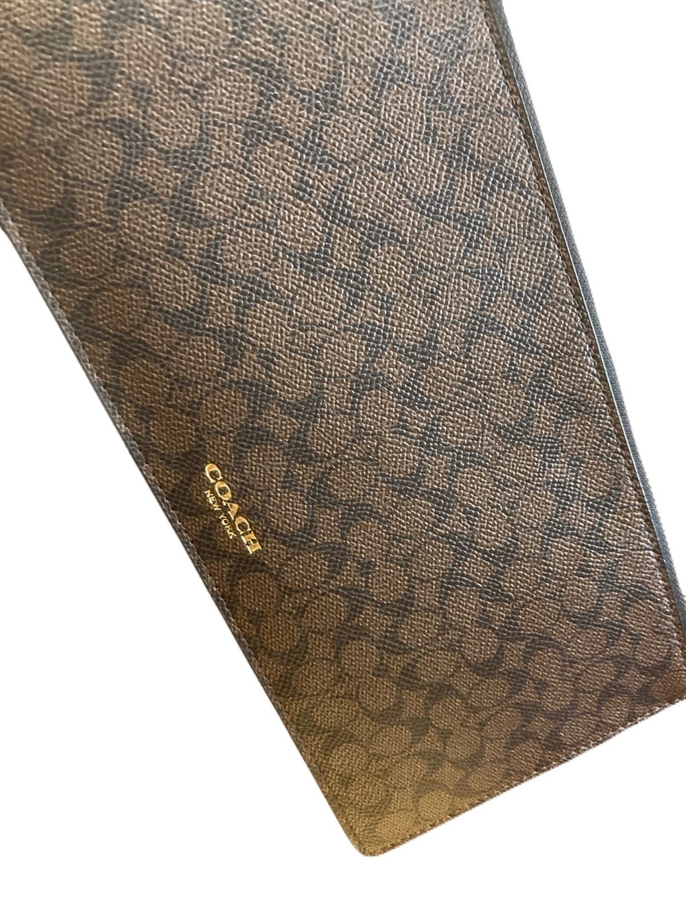 Coach Signature Mini “C” Coated Canvas Wristlet Clutch Pouch Brown & Black EUC